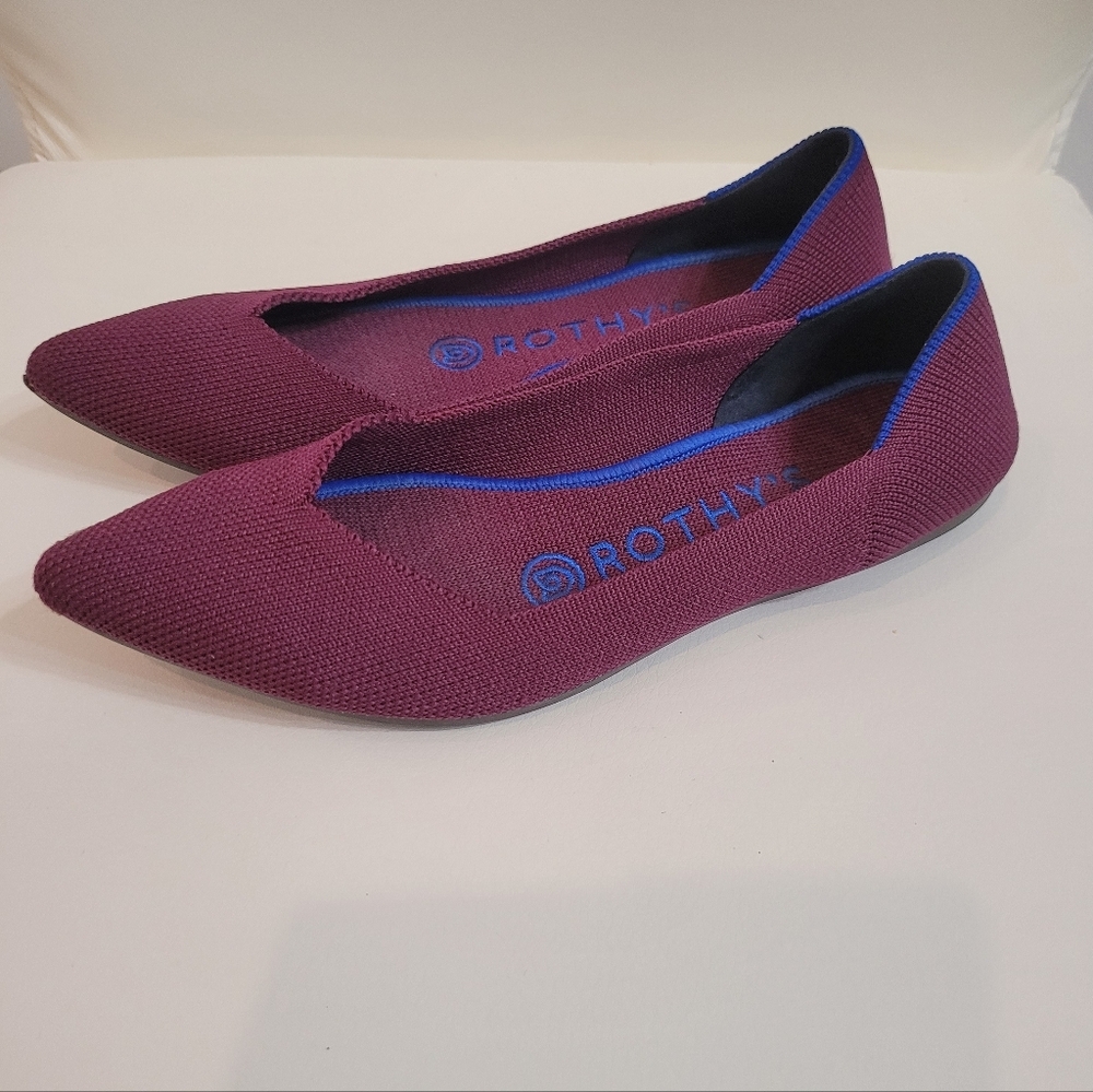 Rothy's The Point Women's Size 5 W US Burgundy Pointed Toe Slip On Flat Shoes - Picture 3 of 15